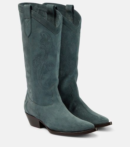 Embroidered suede leather boots - Etro - Modalova