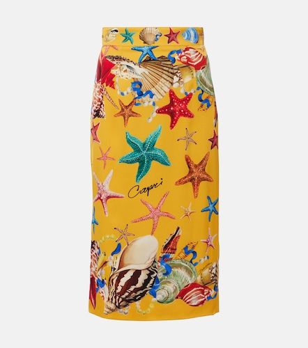 Falda midi Capri en mezcla de seda estampada - Dolce&Gabbana - Modalova