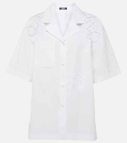 Embroidered cotton poplin bowling shirt - Versace - Modalova