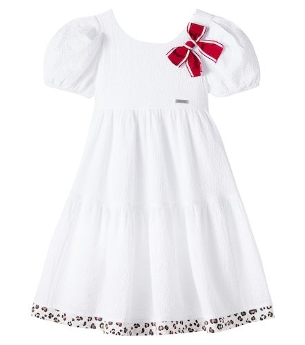 Vestido de algodón con lazo - Monnalisa - Modalova