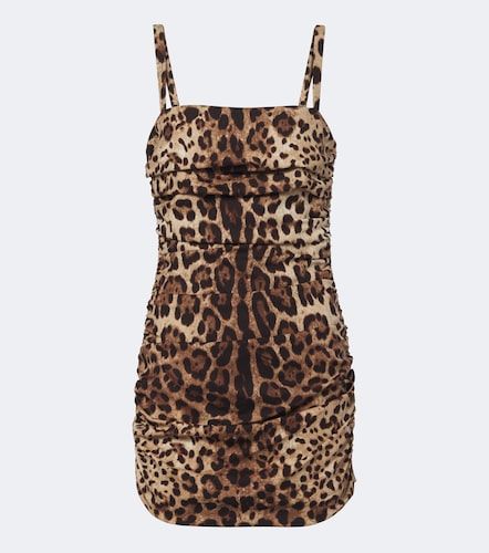 Leopard-print silk-blend charmeuse minidress - Dolce&Gabbana - Modalova