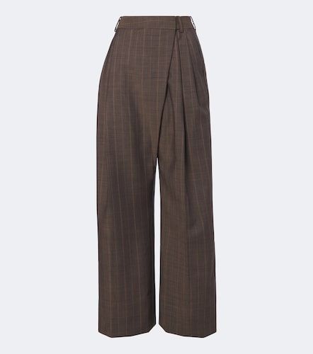 Striped pleated wool wide-leg pants - Ganni - Modalova