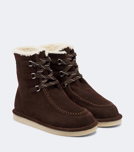 Shearling-lined suede lace-up boots - Miu Miu - Modalova