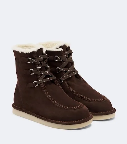 Stivaletti in suede con shearling - Miu Miu - Modalova