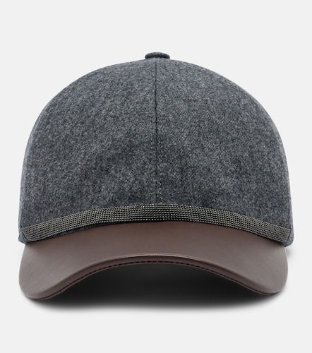 Monili leather and virgin wool baseball cap - Brunello Cucinelli - Modalova
