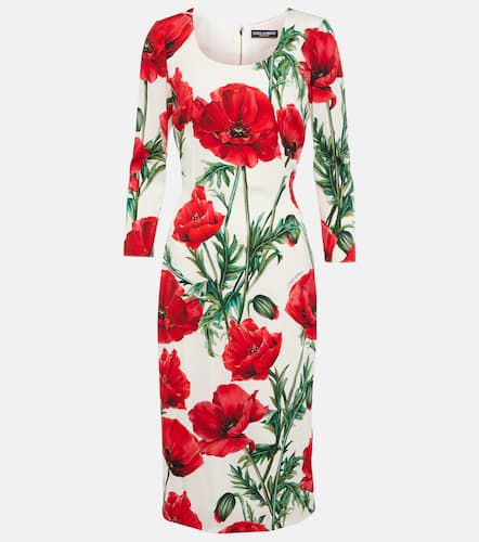 Floral-printed silk-blend midi dress - Dolce&Gabbana - Modalova