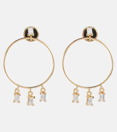 Kt yellow hoop earrings with diamonds - Ileana Makri - Modalova