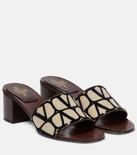 Toile Iconographe leather-trimmed mules - Valentino Garavani - Modalova