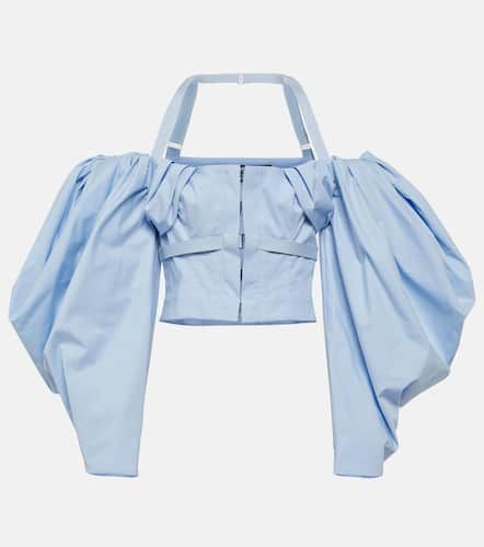 Le Haut Taffetas off-shoulder poplin top - Jacquemus - Modalova