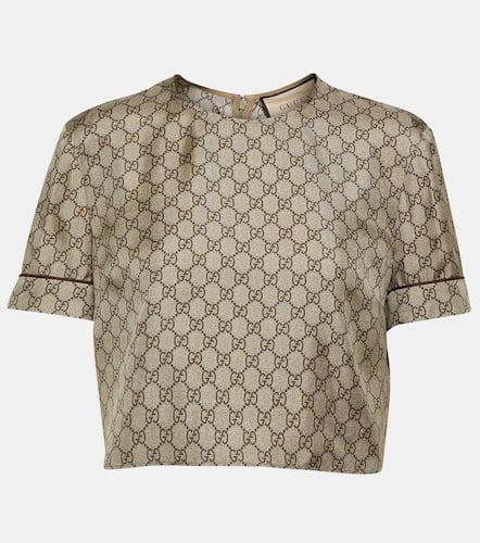 GG printed silk twill crop top - Gucci - Modalova