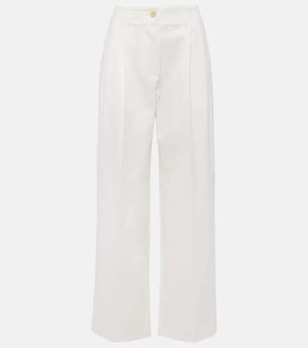 High-rise cotton twill wide-leg pants - Toteme - Modalova