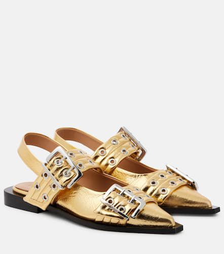 Buckle faux leather ballet flats - Ganni - Modalova