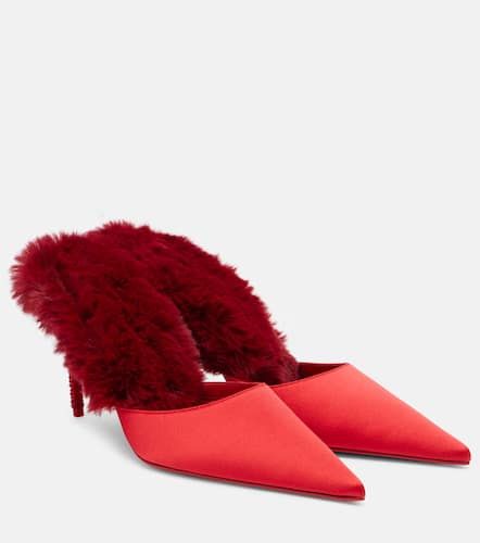 Km Fur 85 crÃªpe satin mules - Christian Louboutin - Modalova