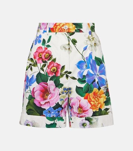 Shorts in cotone con stampa floreale - Dolce&Gabbana - Modalova