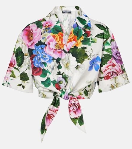 Camisa cropped de algodón floral - Dolce&Gabbana - Modalova