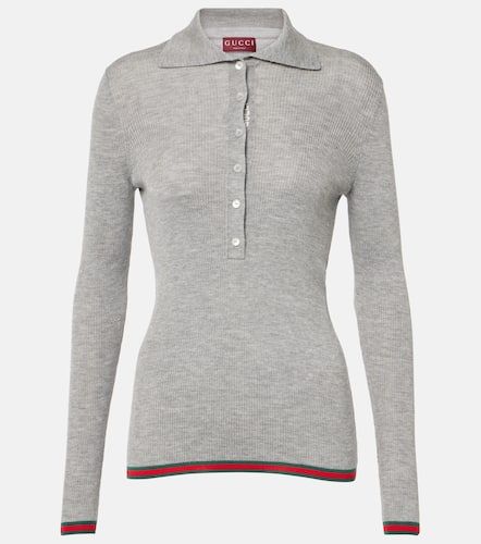 Polopullover Web Stripe aus Kaschmir und Seide - Gucci - Modalova