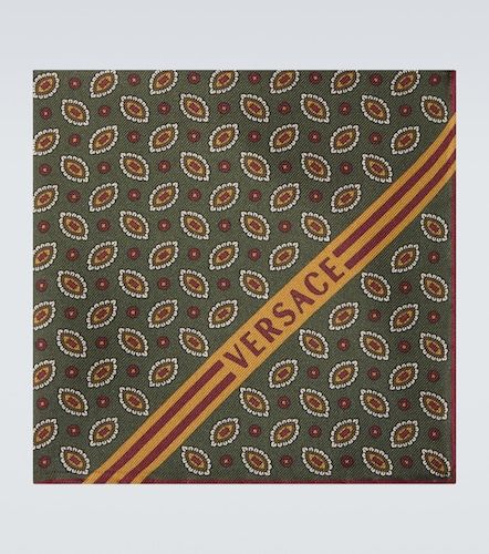 Logo printed silk pocket square - Versace - Modalova
