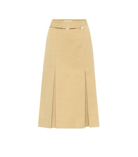 Belted linen and cotton midi skirt - Victoria Beckham - Modalova