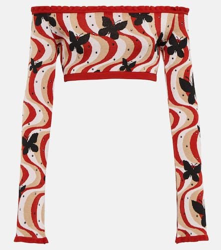 Printed bandeau cropped top - Alessandra Rich - Modalova