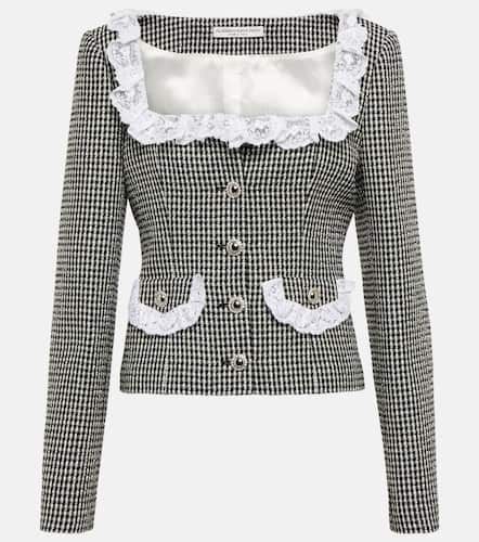 Lace-trimmed checked tweed jacket - Alessandra Rich - Modalova