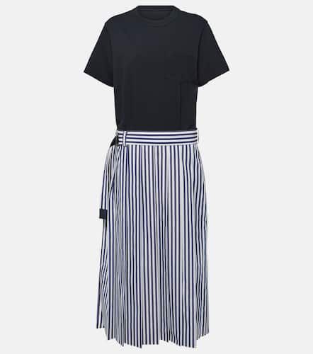 Pleated cotton poplin midi dress - Sacai - Modalova