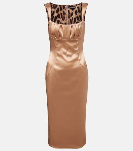 Vestido midi de satén plisado - Dolce&Gabbana - Modalova