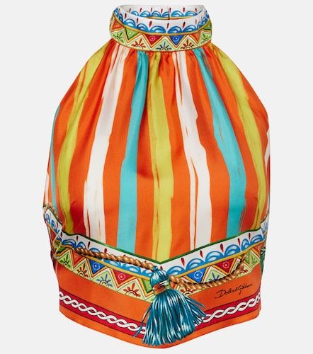 Striped halterneck silk top - Dolce&Gabbana - Modalova