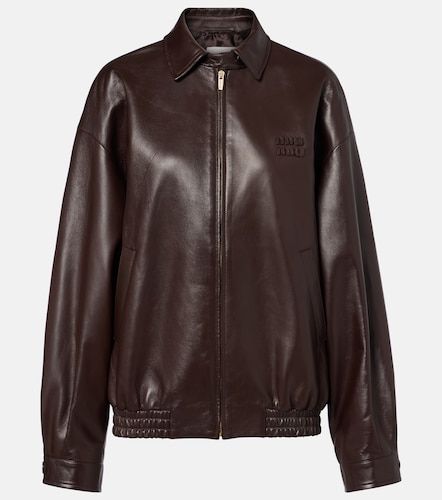 Miu Miu Logo leather jacket - Miu Miu - Modalova