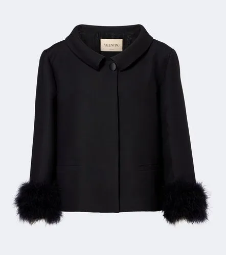 Crepe Couture feather-trimmed jacket - Valentino Garavani - Modalova