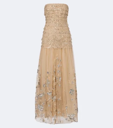 Sequined tiered tulle bustier gown - Georges Hobeika - Modalova