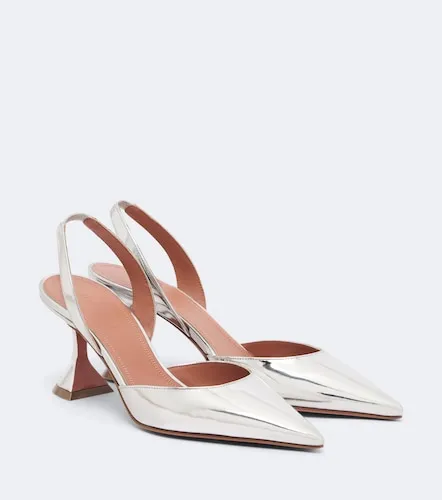 Holli mirrored leather slingback pumps - Amina Muaddi - Modalova