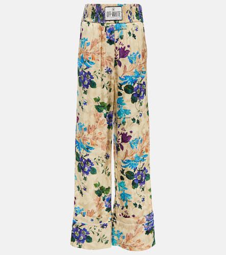 Floral satin pajama bottoms - Off-White - Modalova