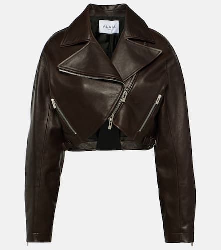 Alaa Cropped leather biker jacket - Alaia - Modalova