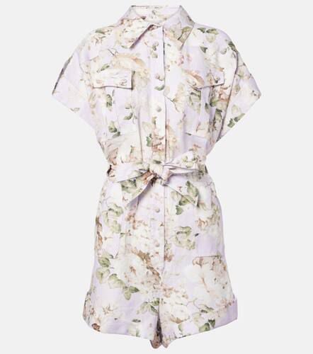 Acacia floral linen playsuit - Zimmermann - Modalova