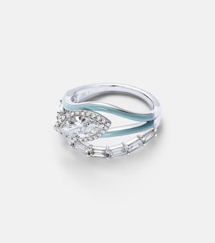 Oasis 18kt white gold ring with diamonds and enamel - Kamyen - Modalova