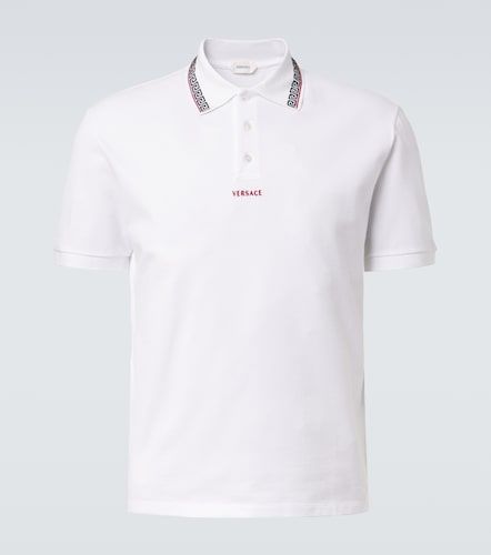 Polo Greca in piqué di cotone - Versace - Modalova