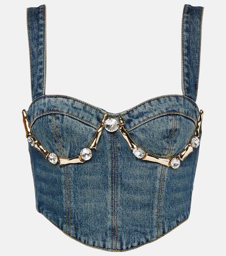 Area Claw embellished denim bustier - Area - Modalova