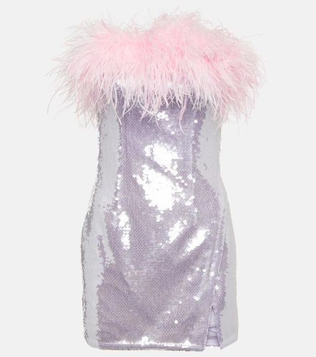 Feather-trimmed sequined minidress - Self-Portrait - Modalova