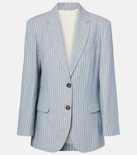 Blazer gessato in lino, cotone e canapa - Brunello Cucinelli - Modalova