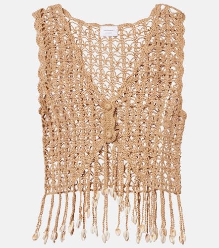 Crop top de croché de algodón con flecos - Anna Kosturova - Modalova