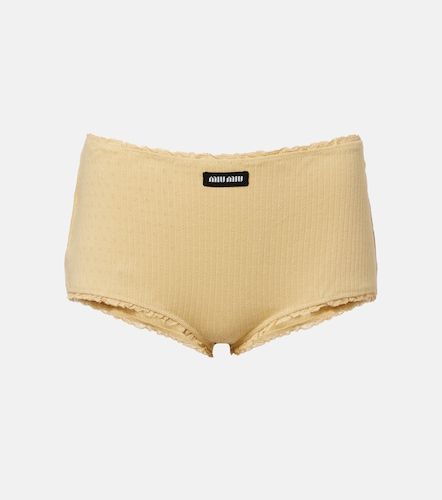 Pointelle cotton micro shorts - Miu Miu - Modalova