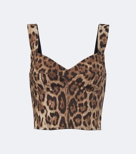 Leopard-print cotton-blend bustier top - Dolce&Gabbana - Modalova