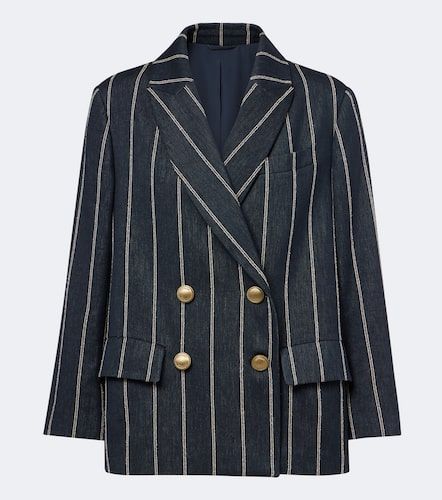 Blazer en mezcla de algodón y lino a rayas - Brunello Cucinelli - Modalova