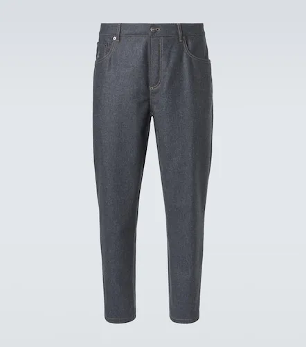 Virgin wool flannel straight pants - Brunello Cucinelli - Modalova