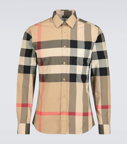 Camisa de popelín con Check - Burberry - Modalova