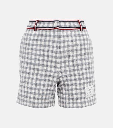 High-rise gingham cotton shorts - Thom Browne - Modalova