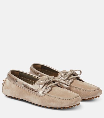 Leather-trimmed suede moccasins - Brunello Cucinelli - Modalova