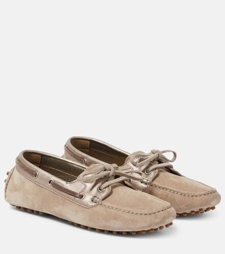 Leather-trimmed suede moccasins - Brunello Cucinelli - Modalova