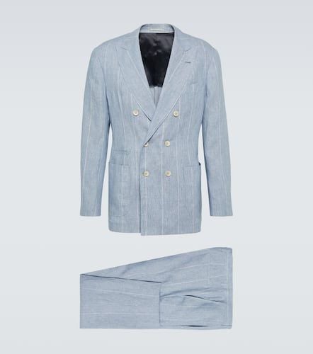 Striped double-breasted linen suit - Brunello Cucinelli - Modalova