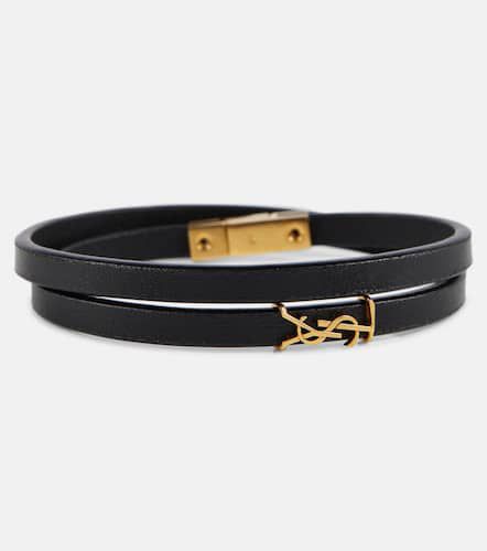YSL logo leather bracelet - Saint Laurent - Modalova